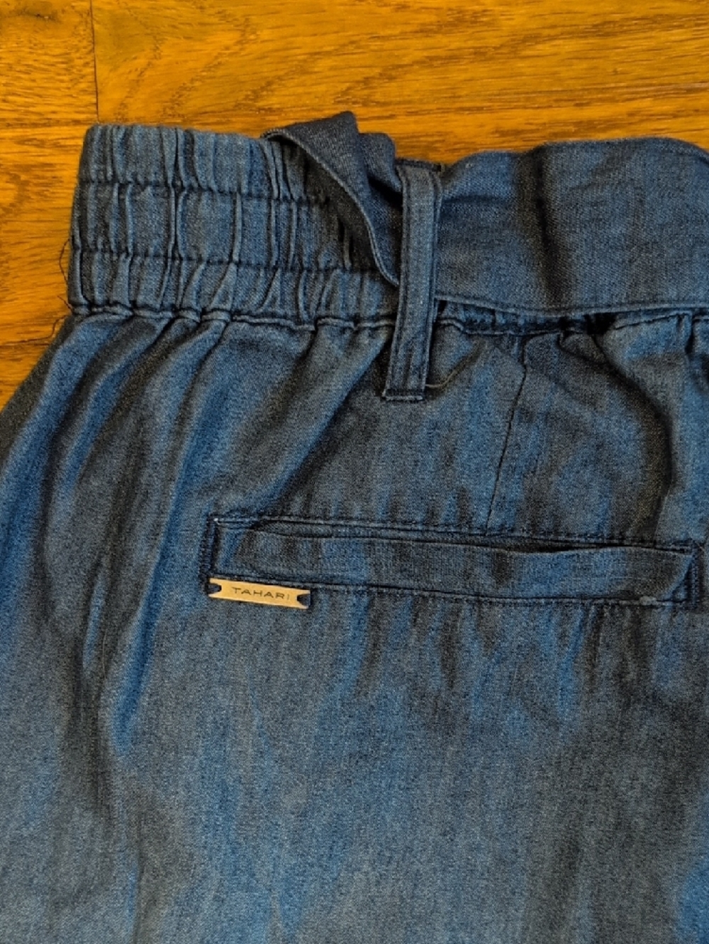 Tahari XS Blue Drawstring Denim Joggers - Picture 7 of 10